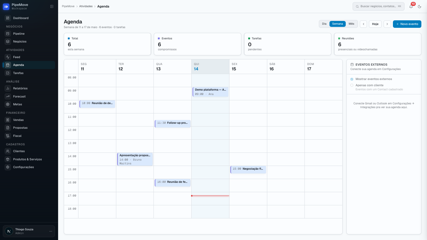 Agenda integrada ao deal